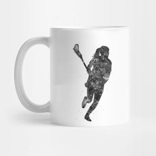 Lacrosse player black and white Mug